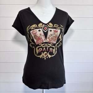 Diesel Vintage Cotton Black and Gold Top Short Sleeves t-shirt‎ 
Size XL